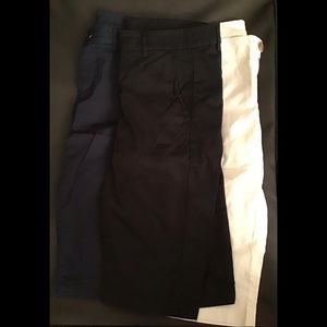 3 pairs of clam digger shorts Navy blue and white